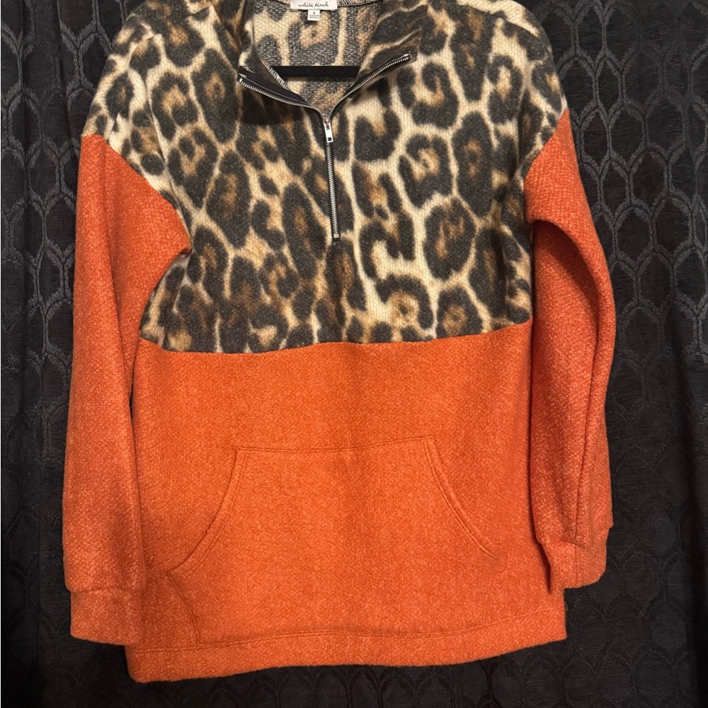 White Birch Orange and Brown Crew Neck Sweater